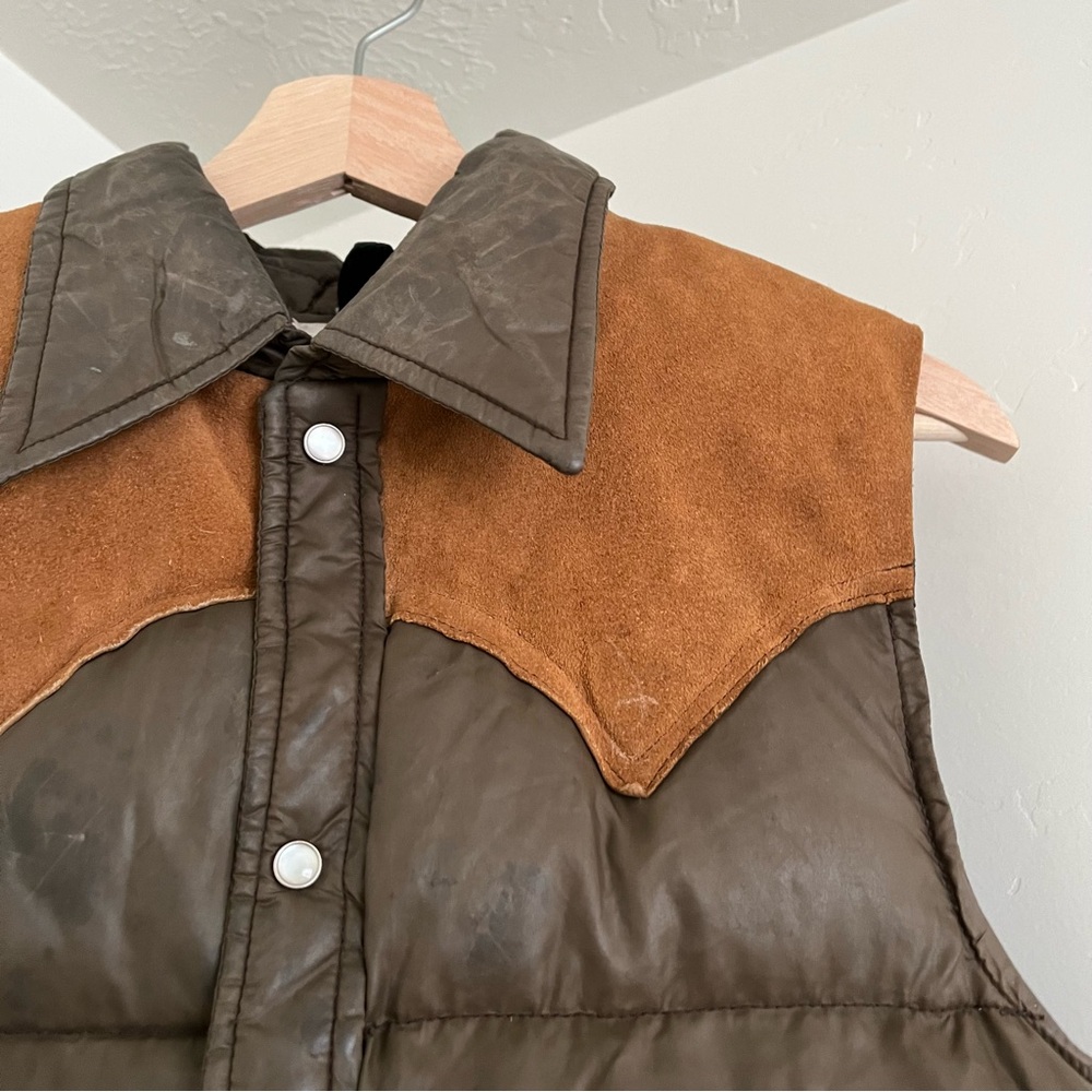Vintage 80s Woolrich pearl snap button goose down vest - Picture 2 of 6